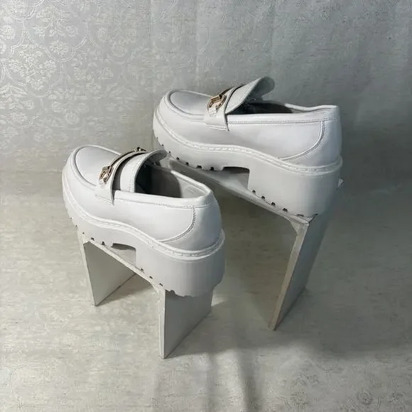 Steve Madden Women's Platform White Loafers Size 7 - Picture 2 of 6
